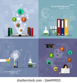 Vector illustration flat design concepts of education. A set of backgrounds.