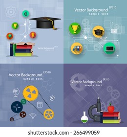 Vector illustration flat design concepts of education. A set of backgrounds.