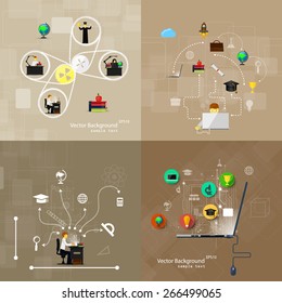 Vector illustration flat design concepts of education. A set of backgrounds.