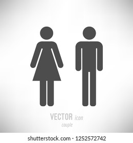 Vector illustration of flat design couple icon. dark grey