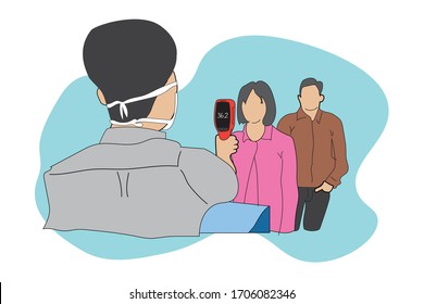 Vektorillustration Illustration flaches Design von Covid-19, früher bekannt als Corona Virus Sensibilisierungskampagne und zu ergreifende Maßnahmen