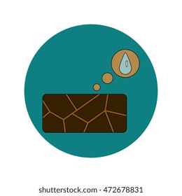 Vector illustration in flat design of cracked earth and water drop
