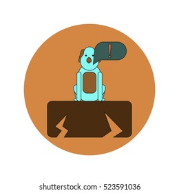 Vector illustration in flat design of cracked earth and dog