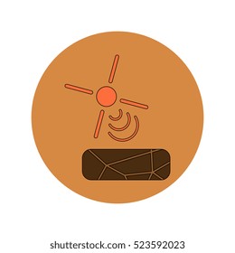 Vector illustration in flat design of cracked earth and hot sun, drought land icon