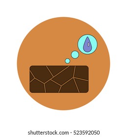 Vector illustration in flat design of cracked earth and water drop