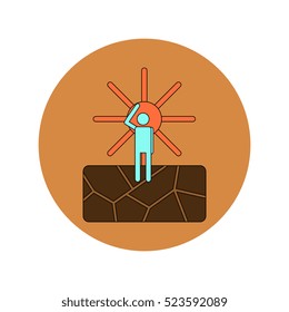 Vector illustration in flat design of cracked earth and hot sun