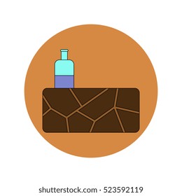 Vector illustration in flat design of cracked earth and bottle of water, drought land icon