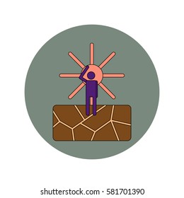 Vector illustration in flat design of cracked earth and hot sun