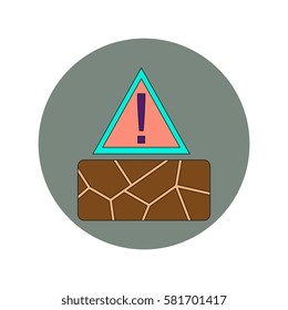 Vector illustration in flat design of cracked earth exclamation sign
