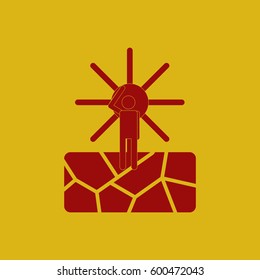 Vector illustration in flat design of cracked earth and hot sun