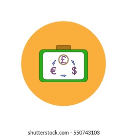 Vector illustration in flat design of currency exchange on whiteboard