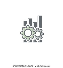 vector illustration of flat design of curve and gear chart.