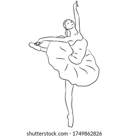 Vector illustration flat design. Dancing ballerina, doodle.