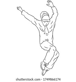 Vector illustration flat design. Dancing guy, doodle.