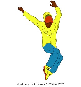 Vector illustration flat design. Dancing guy.