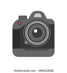 Vector illustration of flat design digital DSLR camera isolated on blank screen.