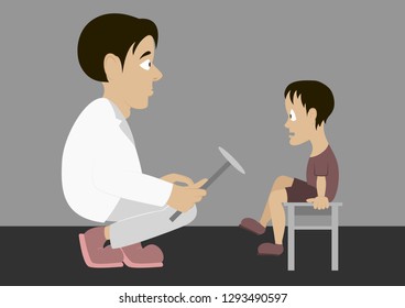 Vector illustration in flat design Doctor neurologist checks reflexes