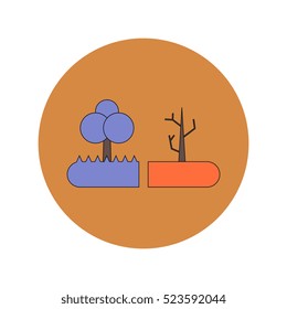Vector illustration in flat design of drought and trees