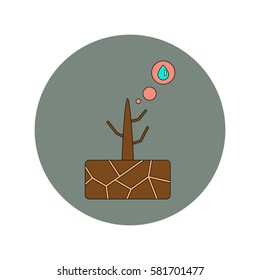 Vector illustration in flat design of drought and dead tree