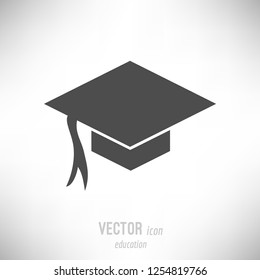 Vector illustration of flat design education icon. dark grey