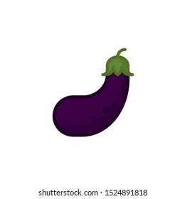 Vector illustration flat design of eggplant icon, healthy vegetable sign and symbol. Editable stroke.