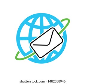  Vector illustration. Flat design. EPS 10. Tree icon. Envelope with Earth planet. Earth with envelope isolated on white background. Earth with envelope flat design. Icon envelope with Earth planet.