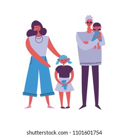 Vector illustration in flat design of family