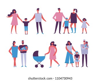 Vector illustration in flat design of family