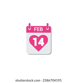 vector illustration flat design february calendar 14th valentine day celebration.