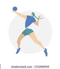 ilustración vectorial en el diseño plano de la jugadora de voleibol femenino es salto de aplastamiento