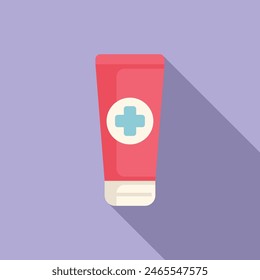 Vector illustration of a flat design first aid ointment tube with a medical cross