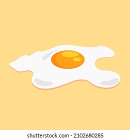 vector illustration with flat design of a fried egg, white and yolk on a yellow background