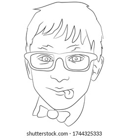 Vector illustration flat design. Funny face, doodle.