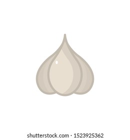 Vector illustration flat design of garlic icon, healthy vegetable sign and symbol. Editable stroke.