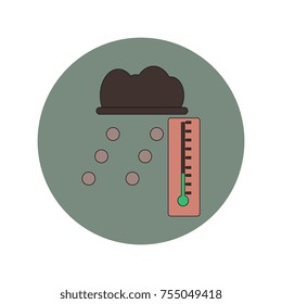 Vector illustration in flat design of hail and thermometer