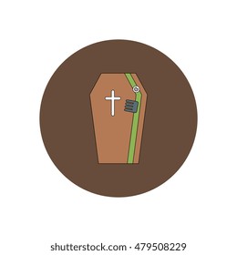 Vector illustration in flat design Halloween icon coffin and with cross