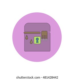 Vector illustration in flat design Halloween icon box with hand