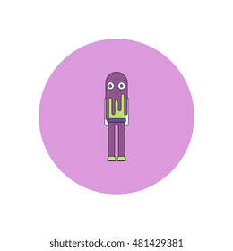 Vector illustration in flat design Halloween icon young child dressed in a ghost costume