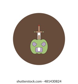 Vector illustration in flat design Halloween icon pumpkin and sword