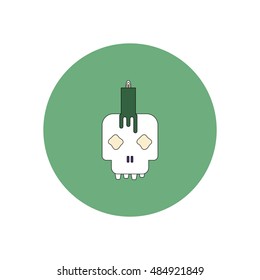 Vector illustration in flat design Halloween icon Skull and candle
