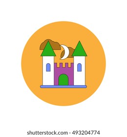 Vector illustration in flat design Halloween icon castle and moon