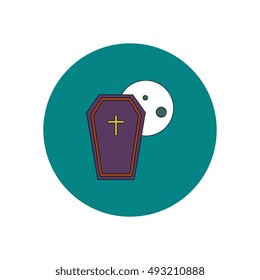 Vector illustration in flat design Halloween icon coffin and moon