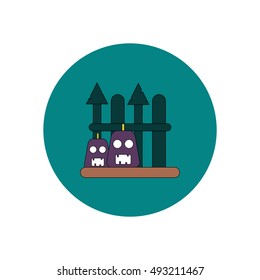 Vector illustration in flat design Halloween icon lanterns and fence