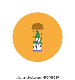 Vector illustration in flat design Halloween icon castle and rain