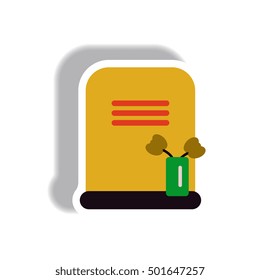 Vector illustration in flat design Halloween icon grave monument with flowers