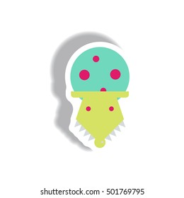 Vector illustration in flat design Halloween icon moon and wolf mask