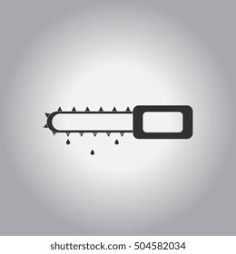 Vector illustration in flat design Halloween icon bloody chain saw