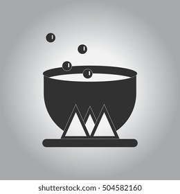 Vector illustration in flat design Halloween icon Magic kettle with potion