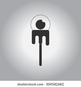 Vector illustration in flat design Halloween icon Bloody eyeball on stick