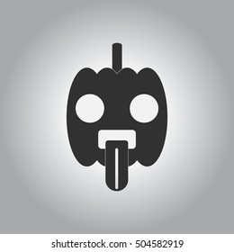 Vector illustration in flat design Halloween icon pumpkin showing tongue